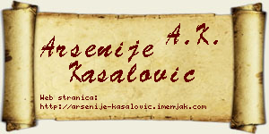 Arsenije Kasalović vizit kartica